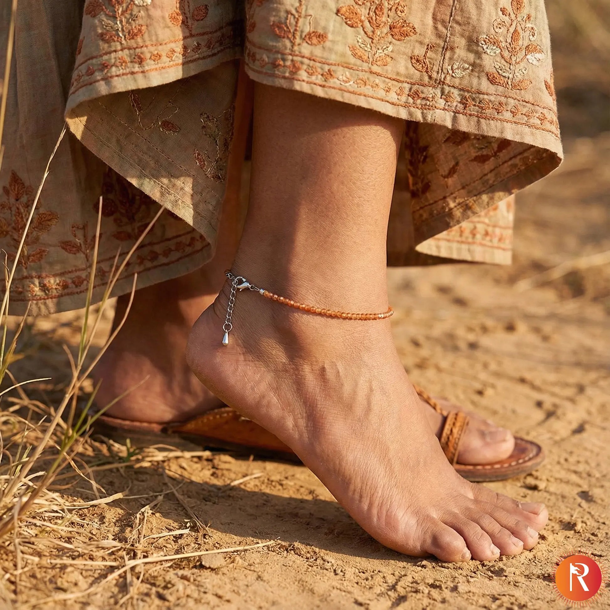Golden Hour Honey Amber Faceted Anklet Religious Bazar