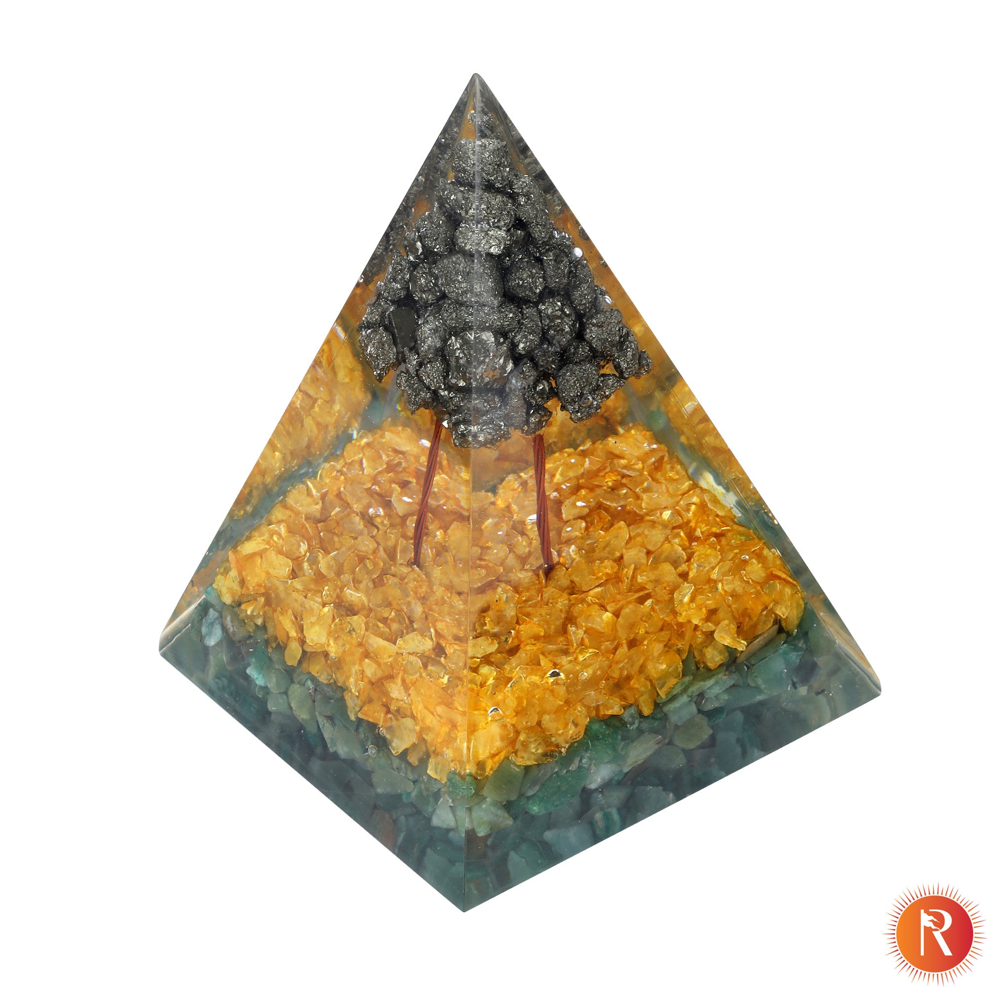 Golden Abundance Pyrite & Citrine Orgone Energy Pyramid