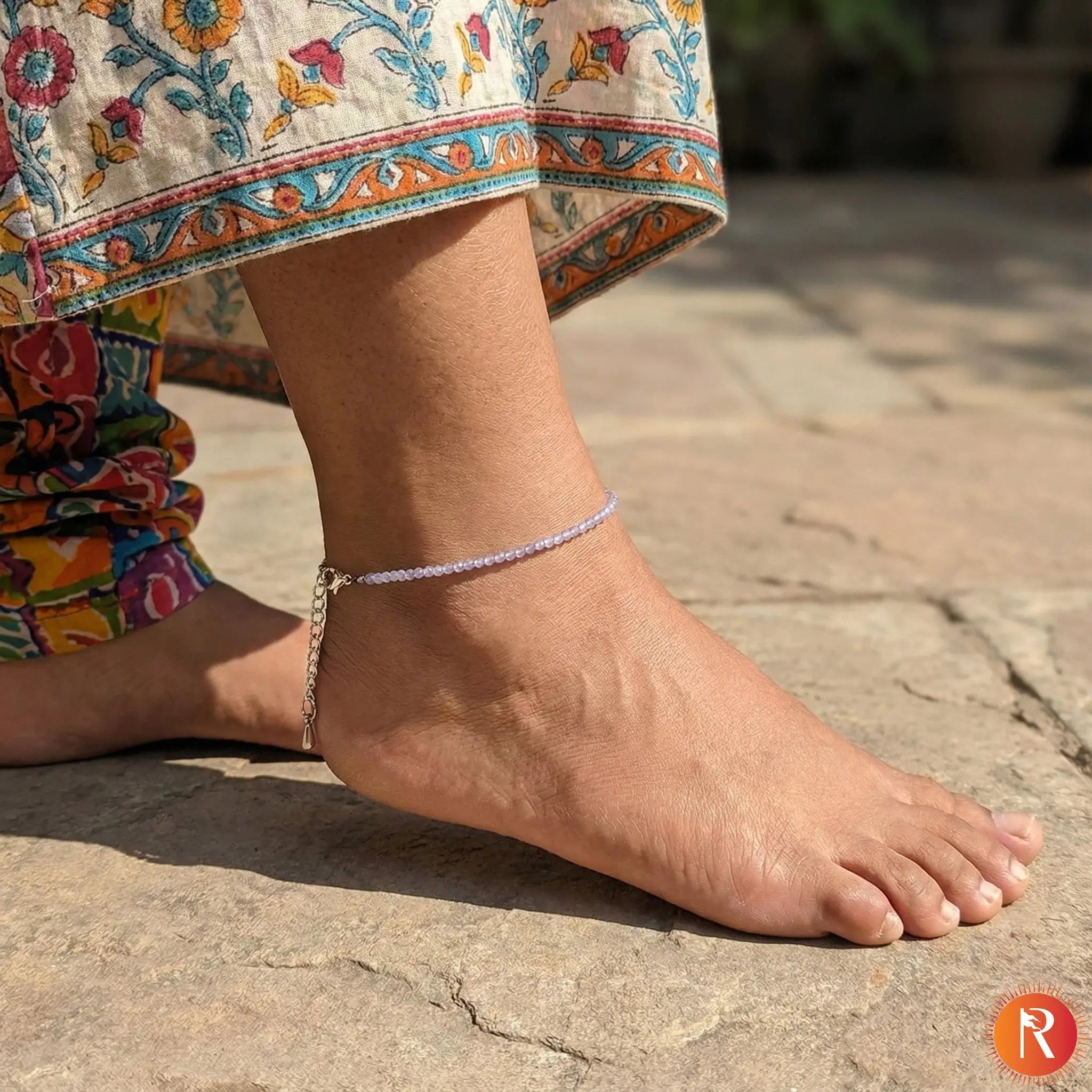 Celestial Moonstone Beaded Anklet Religious Bazar