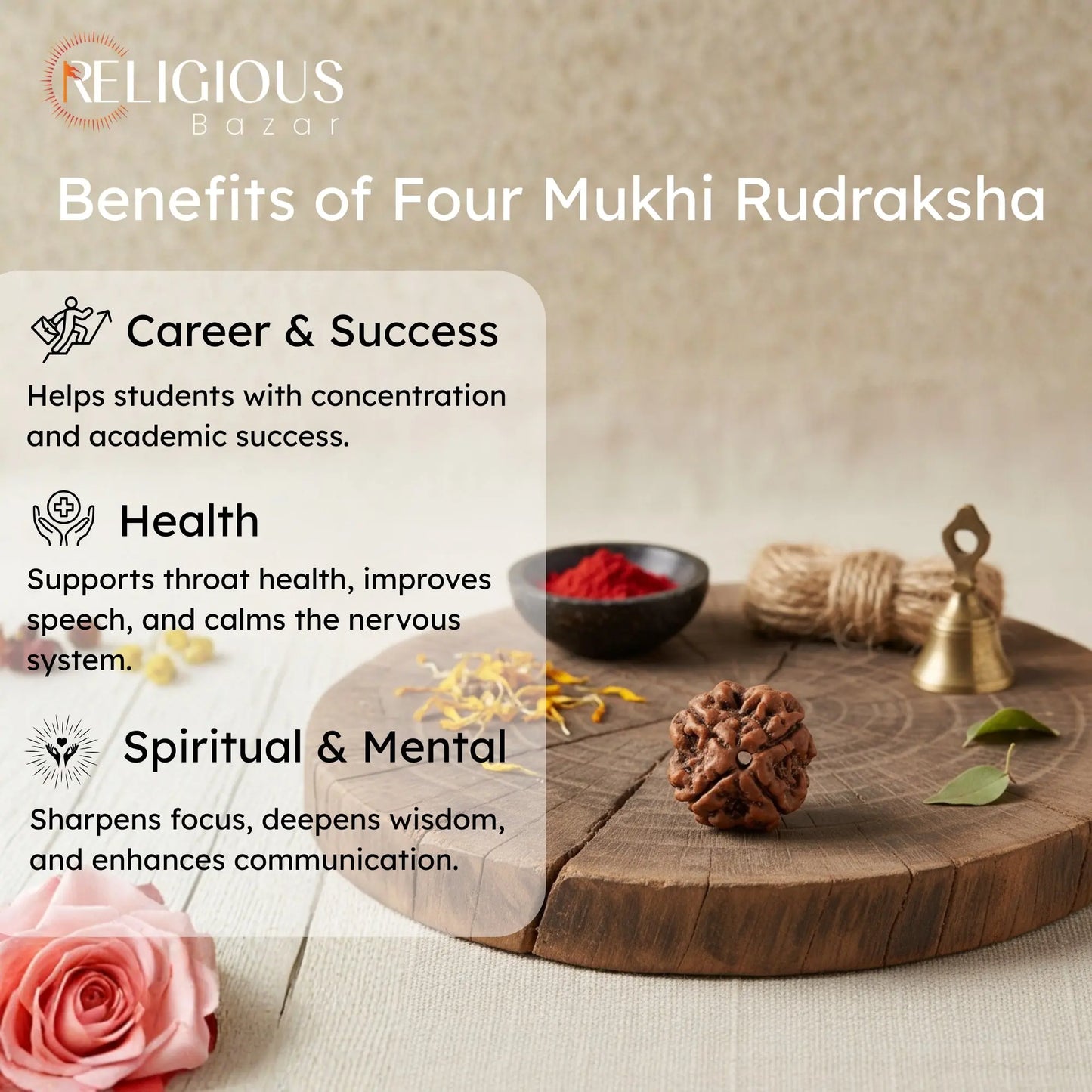 Nepal Origin 4 Mukhi Lab Certified Rudraksha - 18mm - 22mm Religious Bazar