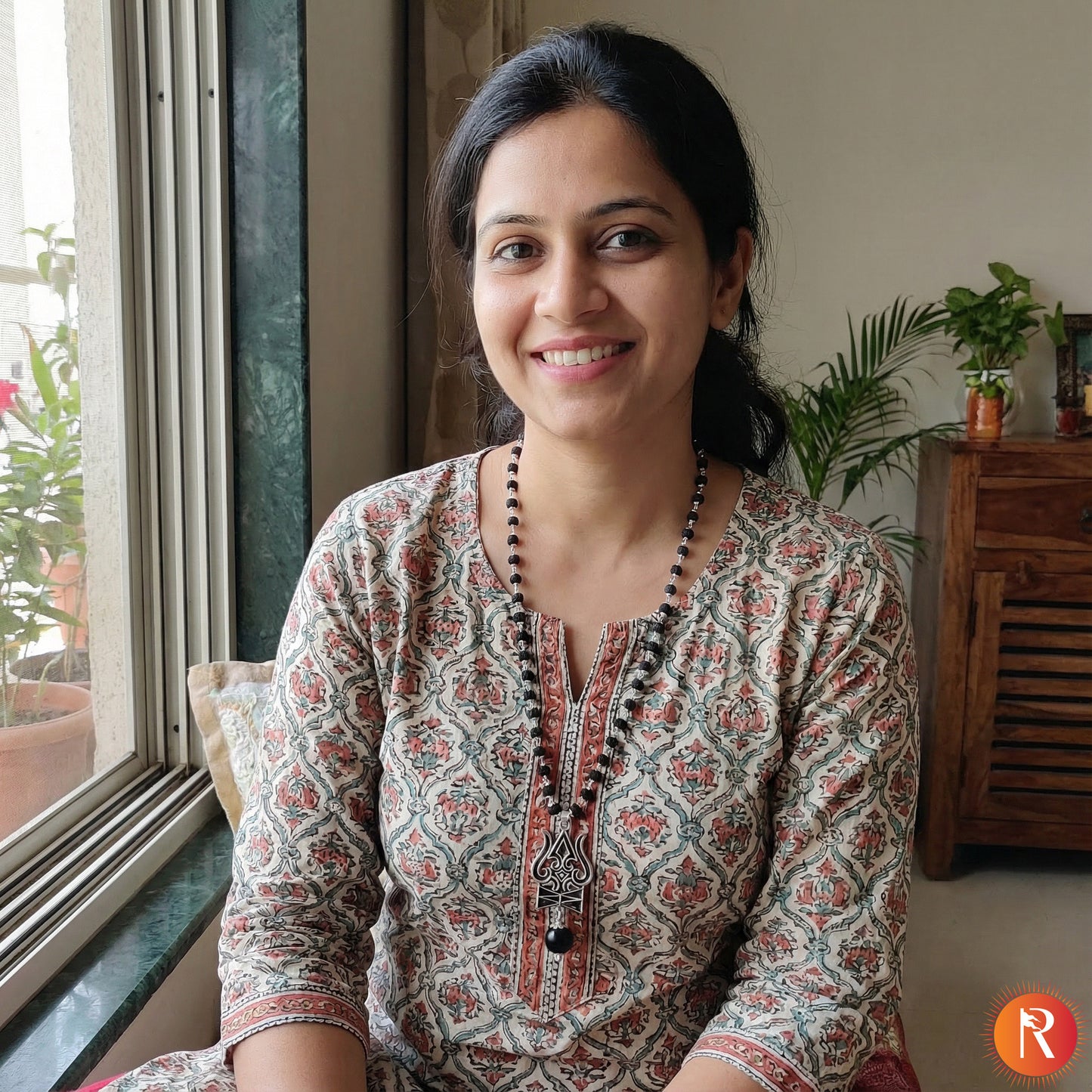 Karungali Mala & Mahadev Trishul & Damru Pendant with Silver Capping