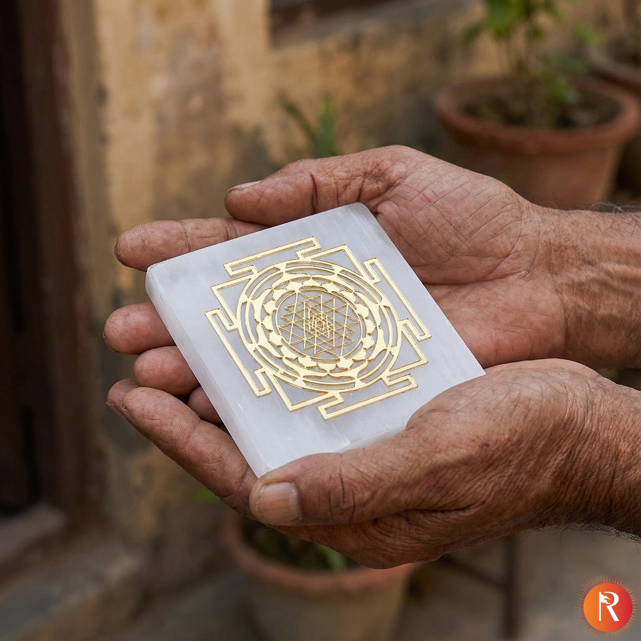 Sri Yantra Selenite Charging Plate