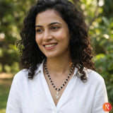 Divine Trinity Murugan Vel, Trishul Karungali Malai with Silver Capping