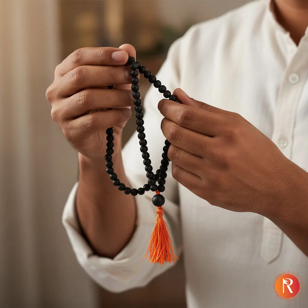 108+1 Vedic Karungali Mala - Authentic Ebony Wood Beads (Government Certified) Religious Bazar