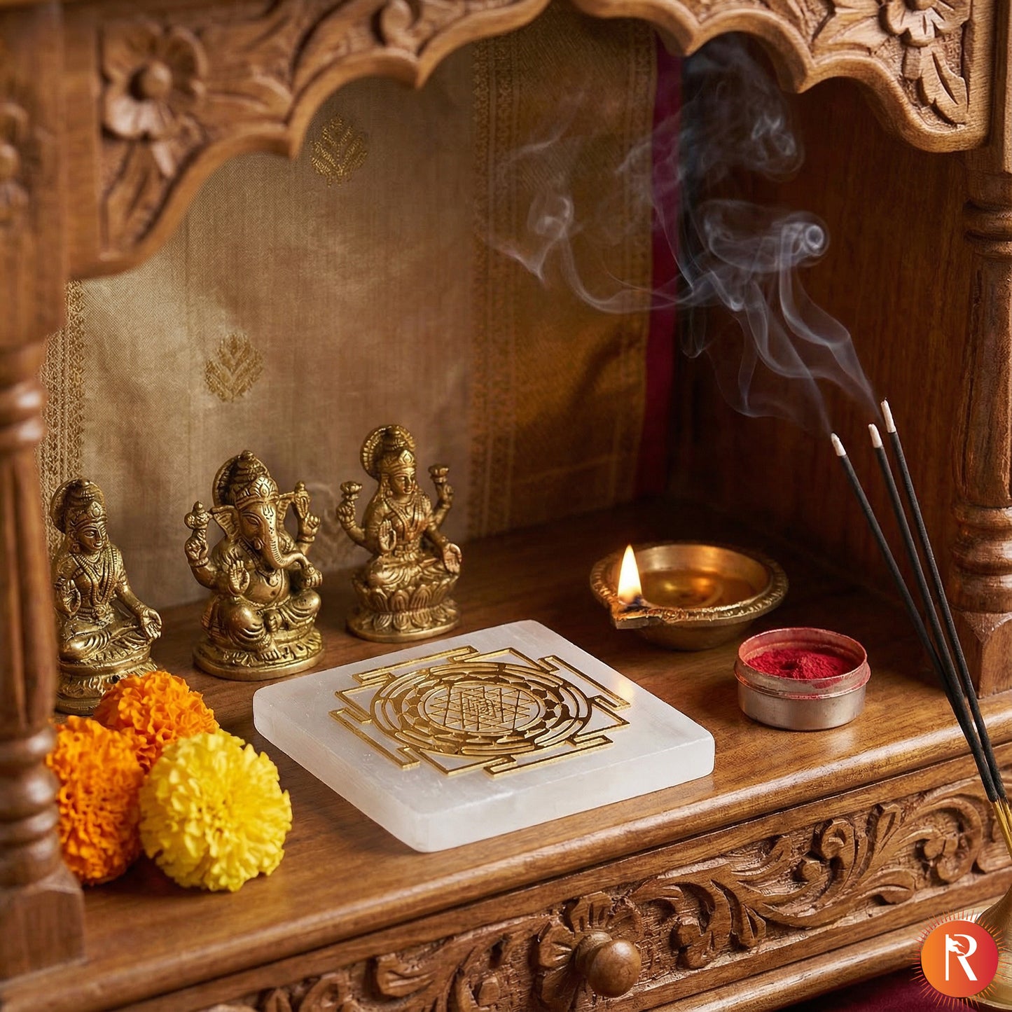 Sri Yantra Selenite Charging Plate