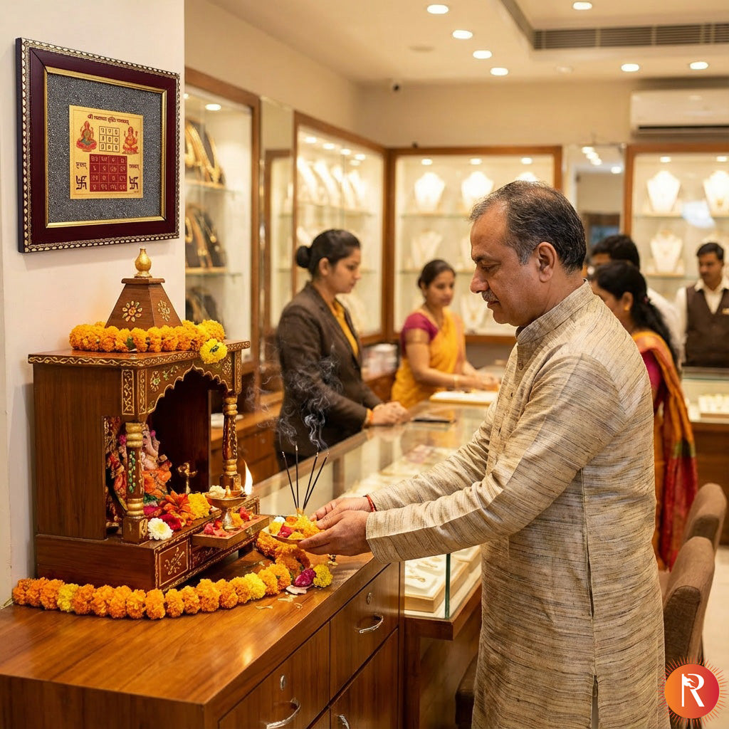 Shree Vyapar Vridhi Yantra on Raw Pyrite Stone Frame – For Business Growth & Wealth Attraction
