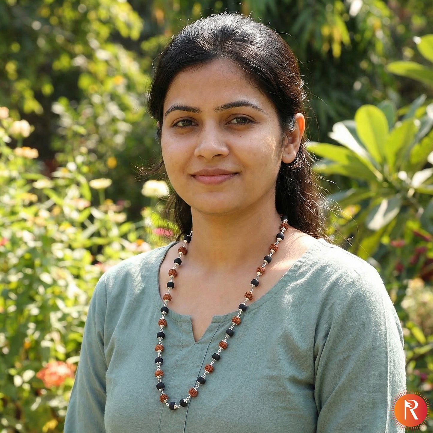 Divine Synergy Rudraksha & Karungali Protection Mala with Silver Capping