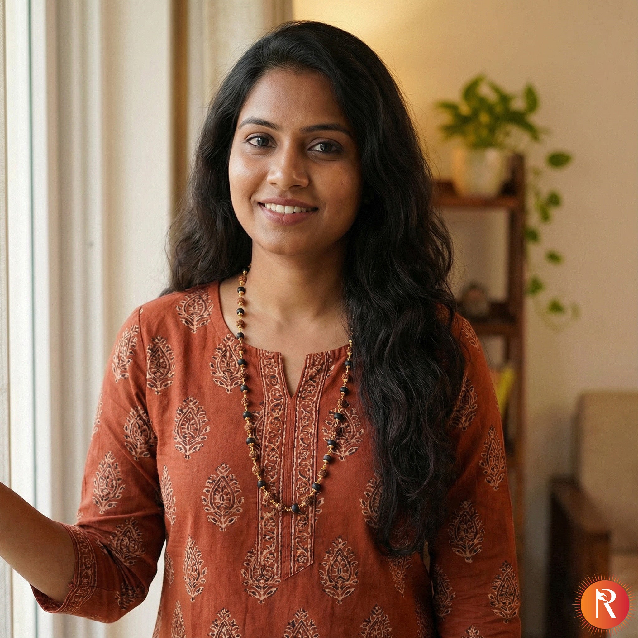 Divine Authentic Karungali & Panchmukhi Rudraksha Protection Mala with Golden Capping