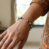 Rudraksha & Karungali Silver-Capped Healing Bracelet Religious Bazar