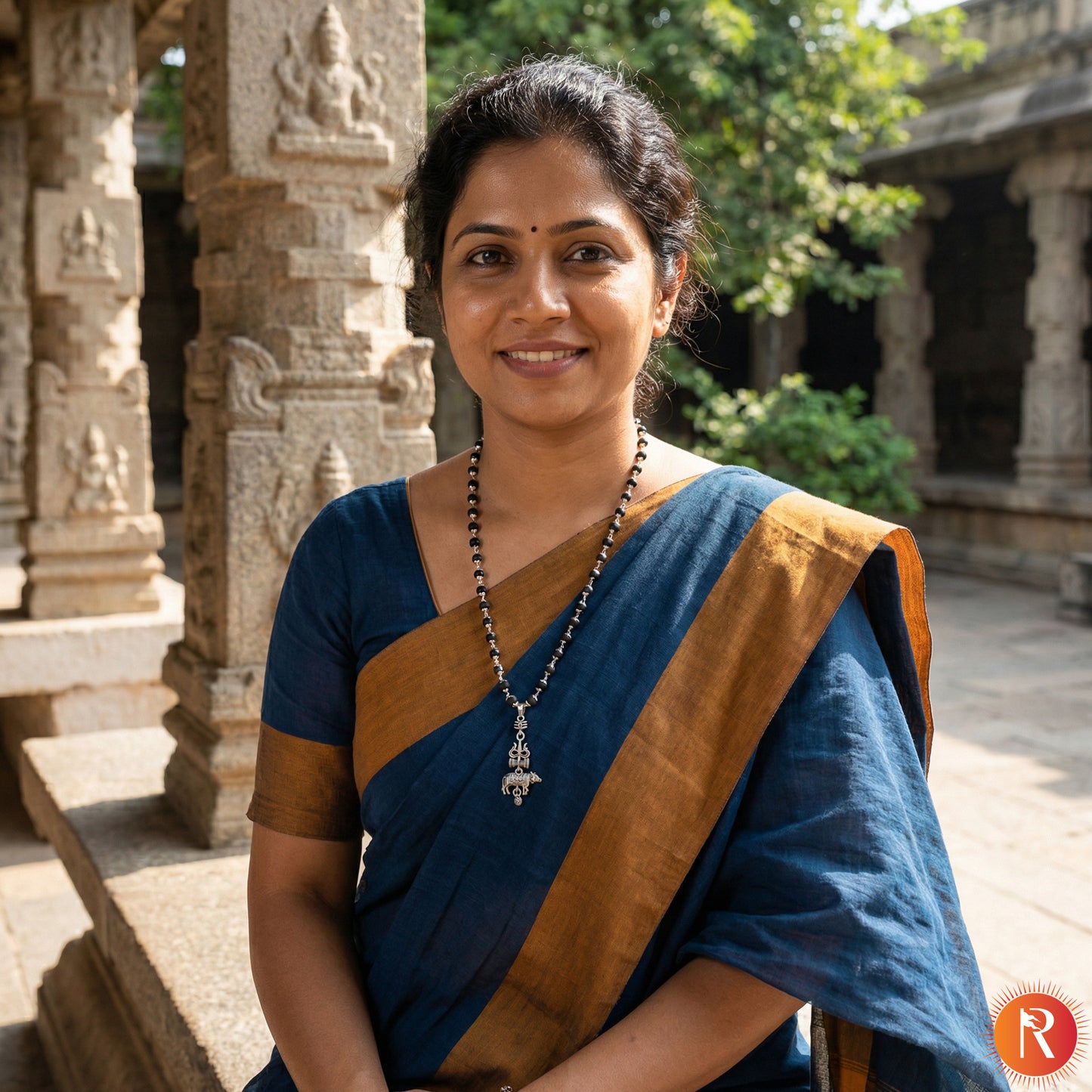 Shiva-Shakti Karungali Malai Silver Capped with Trishul, Damru, and Nandi Pendant