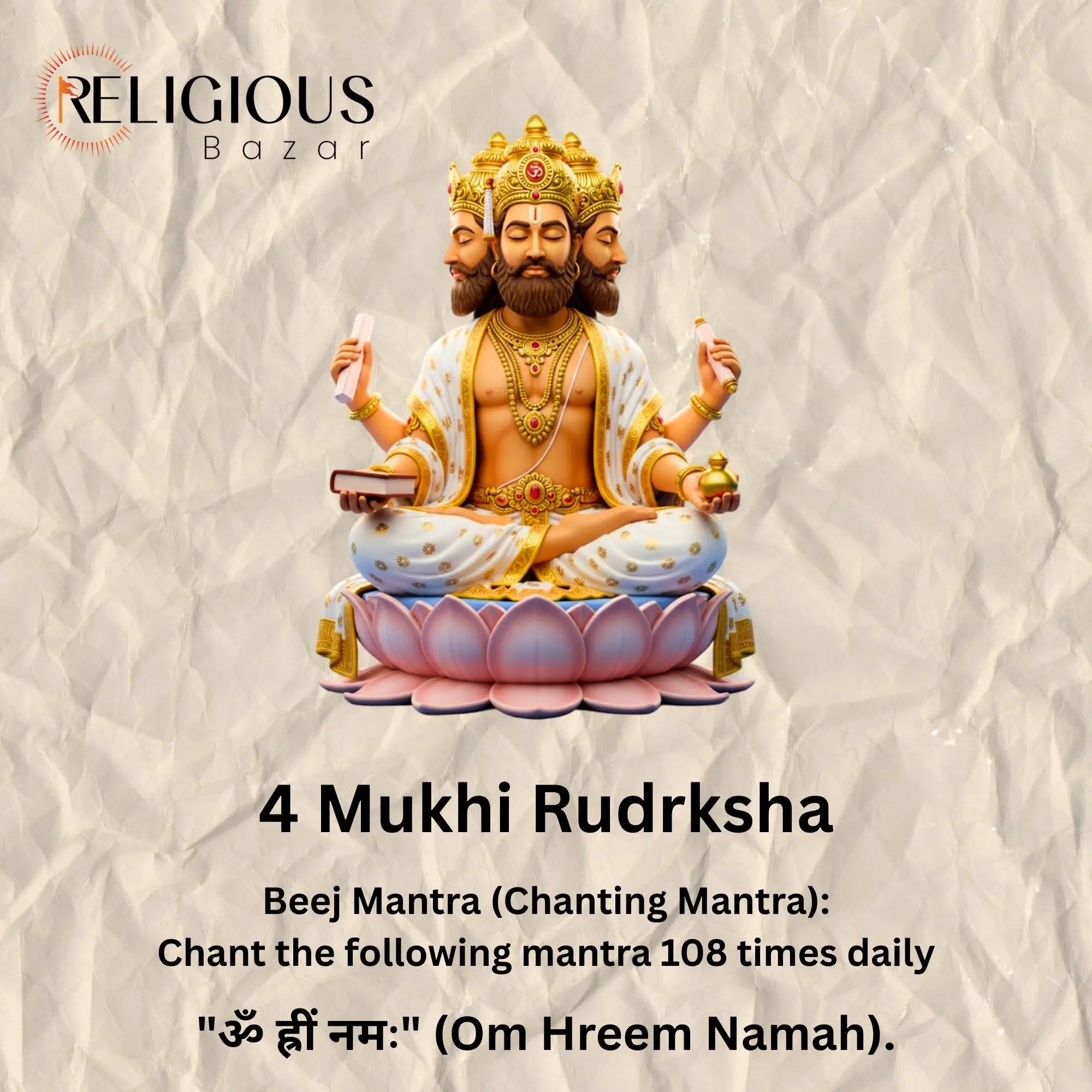 Nepal Origin 4 Mukhi Lab Certified Rudraksha - 18mm - 22mm Religious Bazar