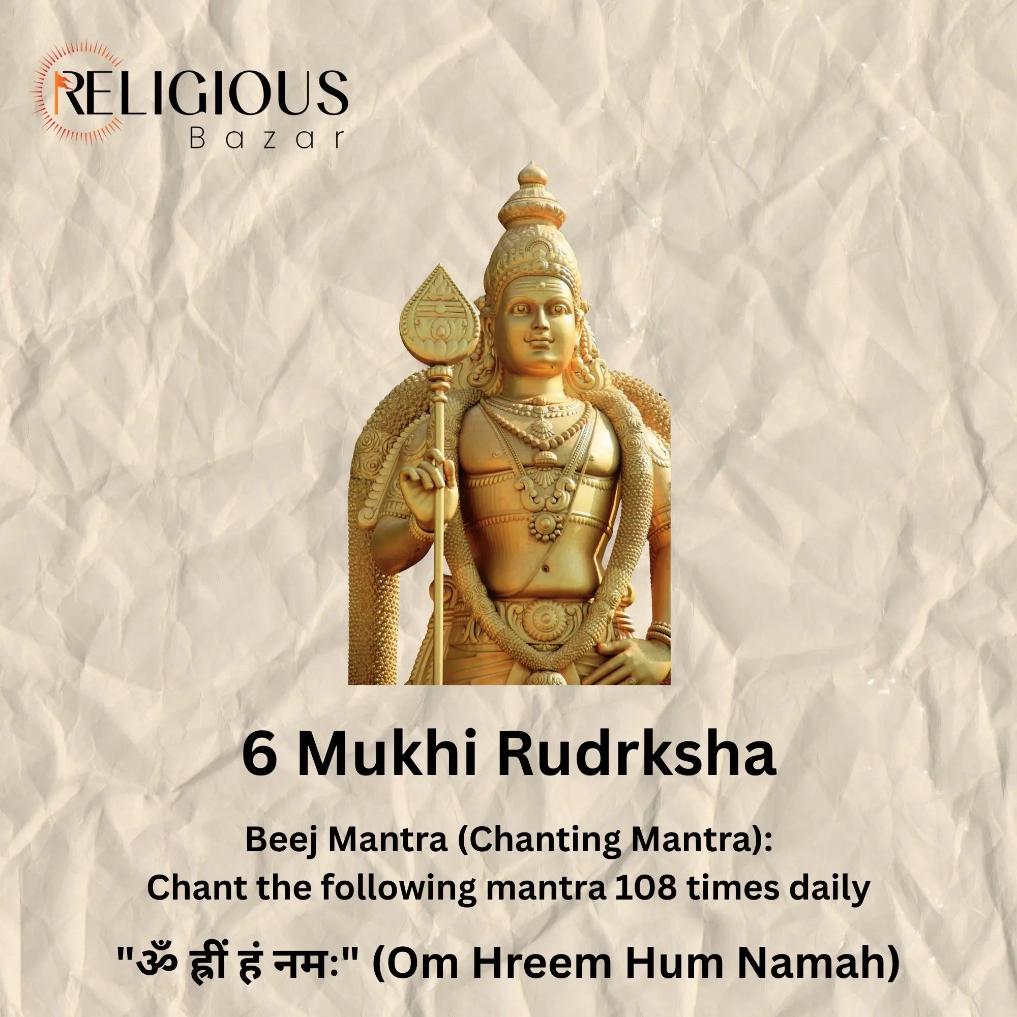 Nepal Origin 6 Mukhi Lab Certified Rudraksha - 18mm - 22mm Religious Bazar