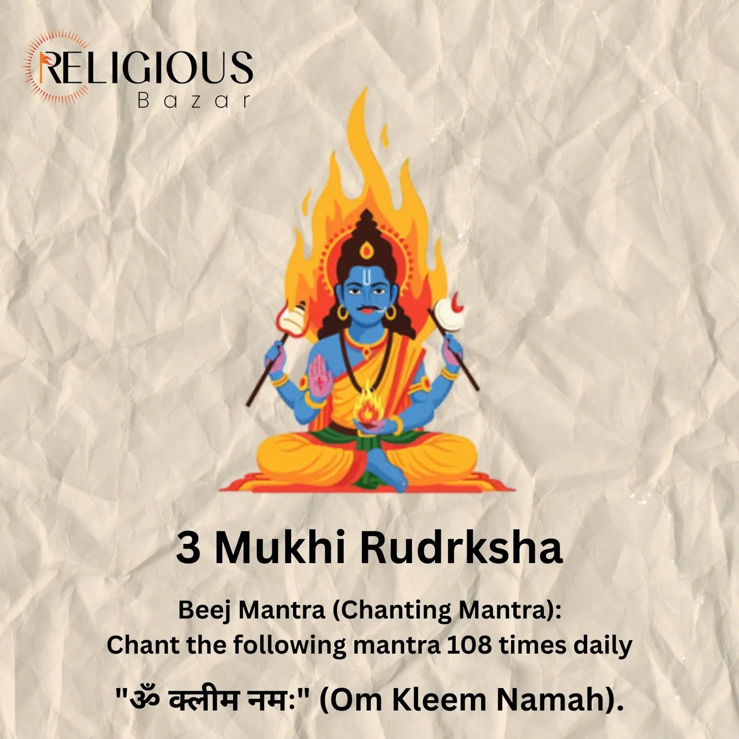 Nepal Origin 3 Mukhi Lab Certified Rudraksha - 18mm - 22mm Religious Bazar