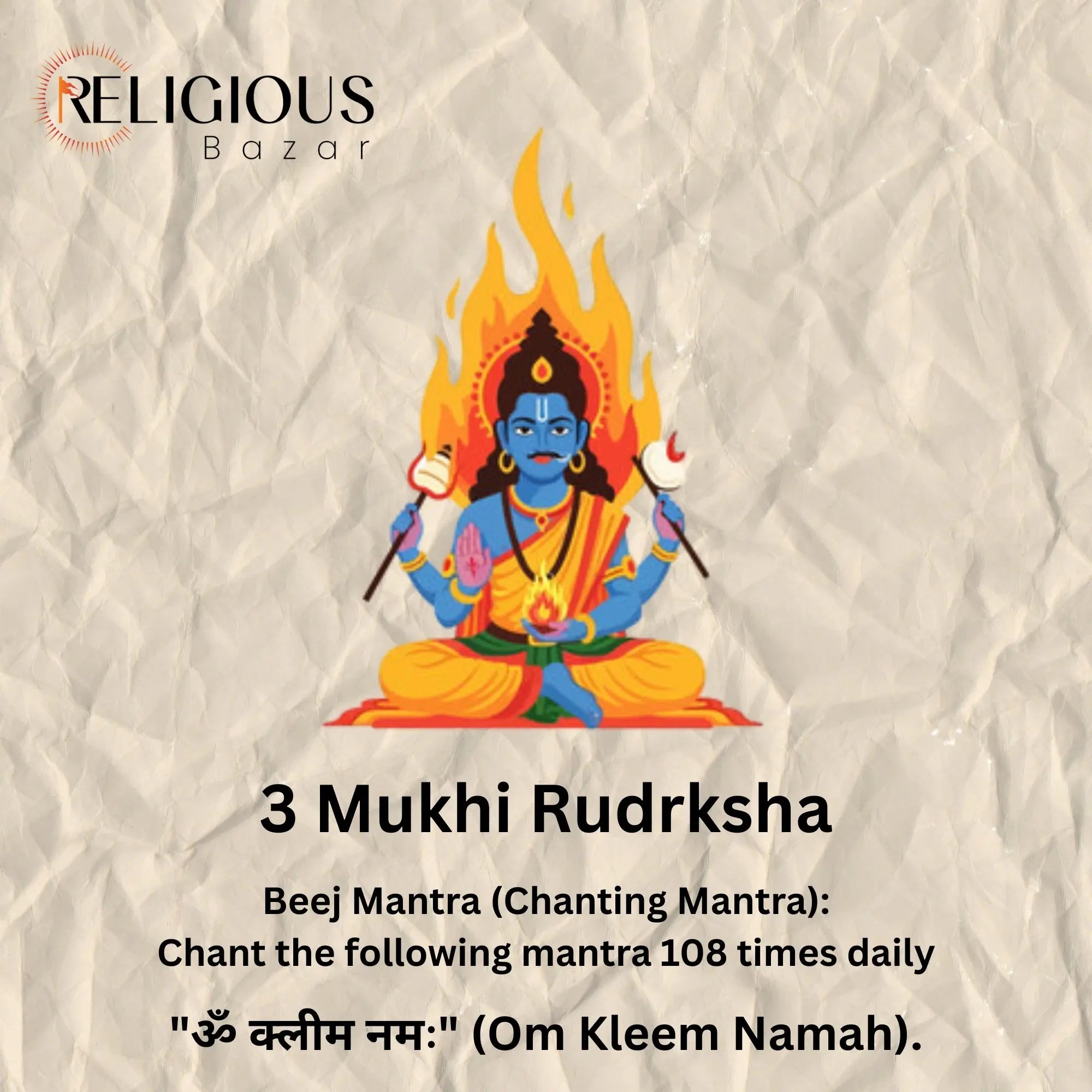 Nepal Origin 3 Mukhi Lab Certified Rudraksha - 18mm - 22mm Religious Bazar