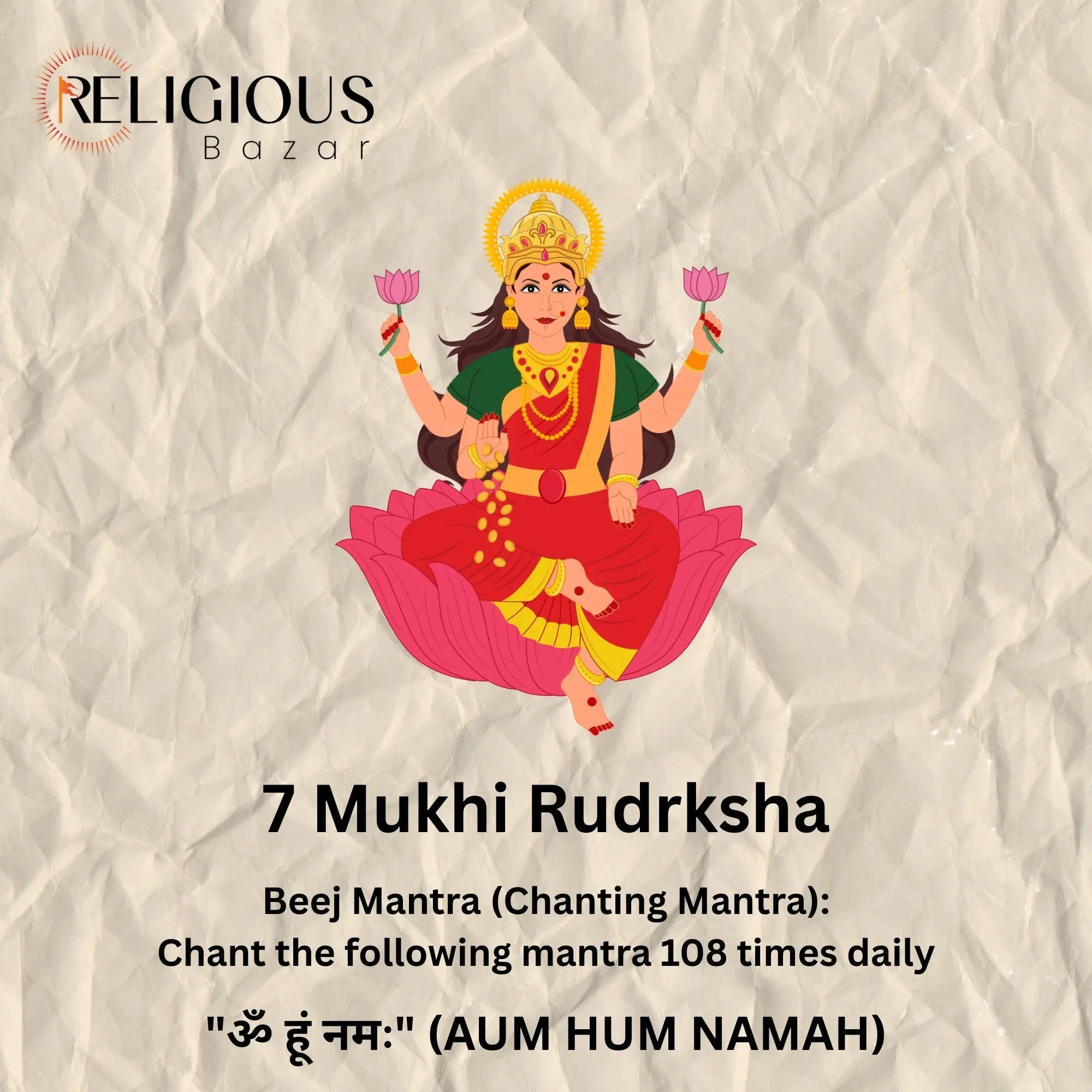 Nepal Origin 7 Mukhi Lab Certified Rudraksha - 18mm - 22mm Religious Bazar