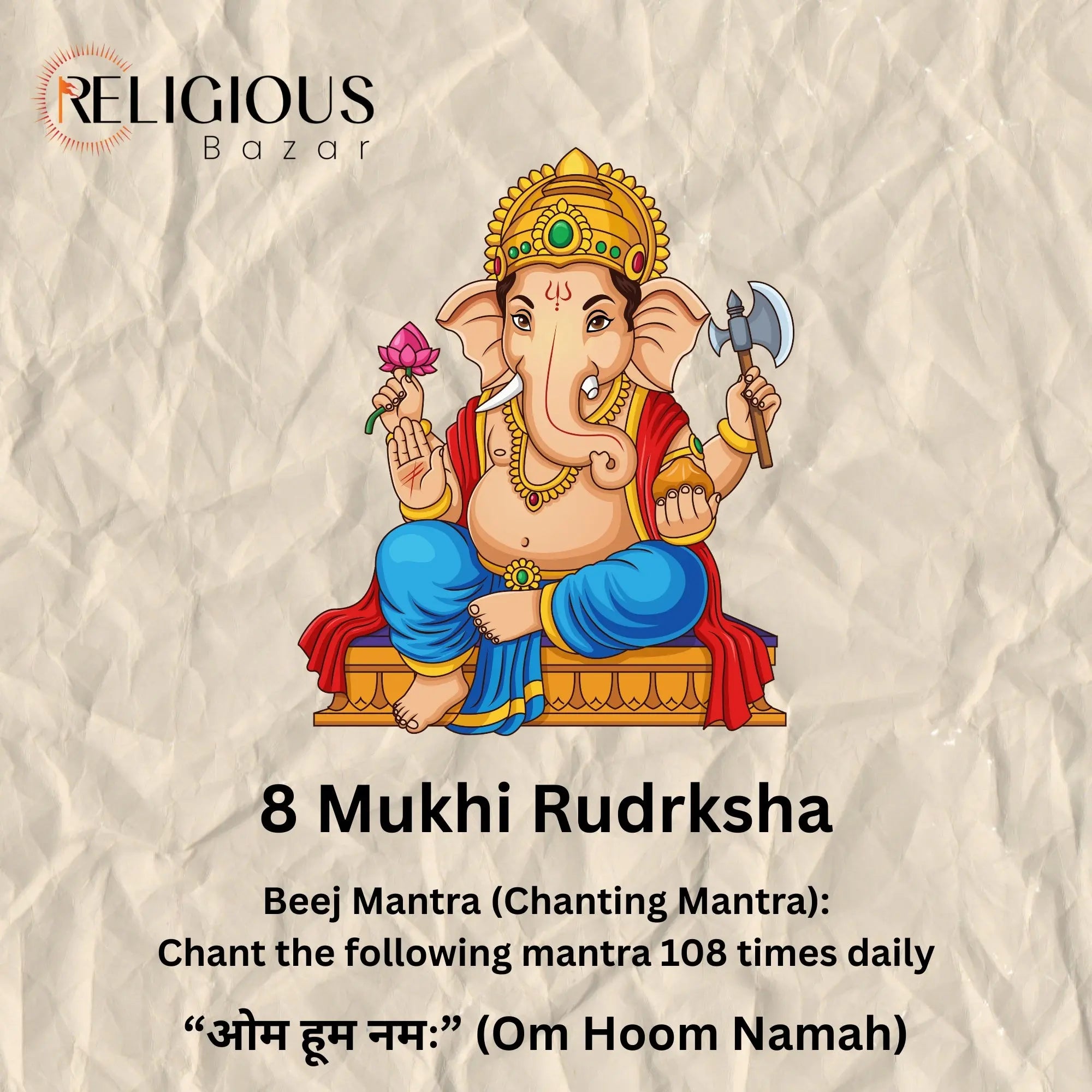 Nepal Origin 8 Mukhi Lab Certified Rudraksha - 17mm to 22mm Religious Bazar