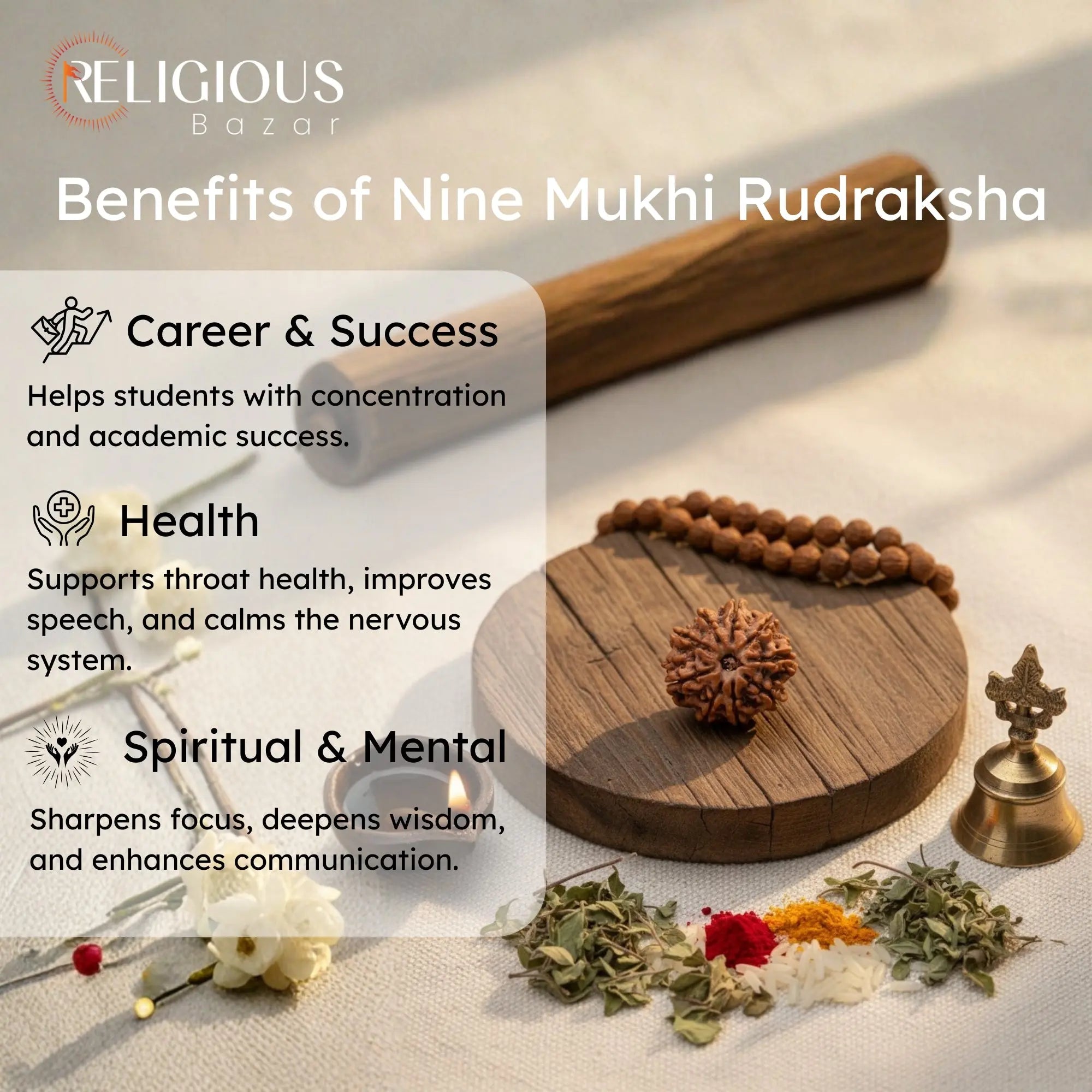 Nepal Origin 9 Mukhi Lab Certified Rudraksha - 17mm to 22mm Religious Bazar