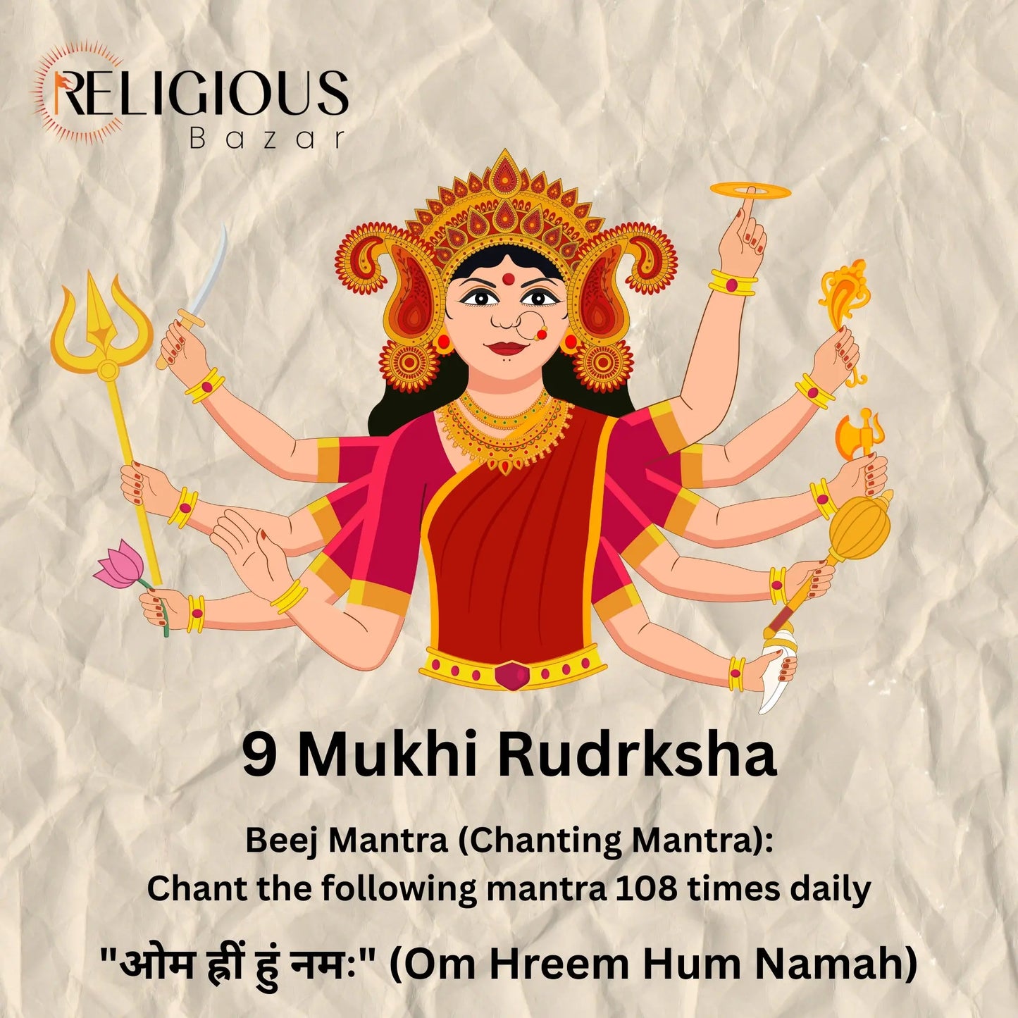 Nepal Origin 9 Mukhi Lab Certified Rudraksha - 17mm to 22mm Religious Bazar